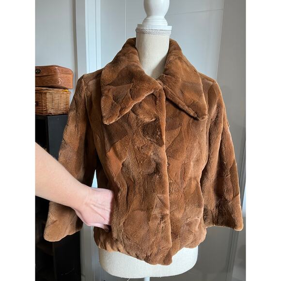 Dasco Filippidis Filippos Genuine Mink Brown Fur Cropped 3/4 sleeve Coat Sz 42 - Picture 11 of 15
